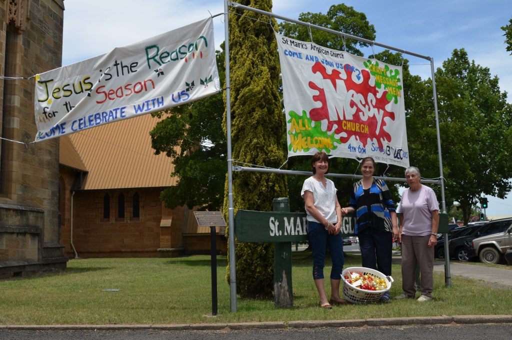 Heather Dearden, Gabi Laws and Jenny Bryant are excited to present a range of Christmas activites, including a festive Messy Church, at St Mark's Anglican Church. Photo Sophie Lester / Warwick Daily News